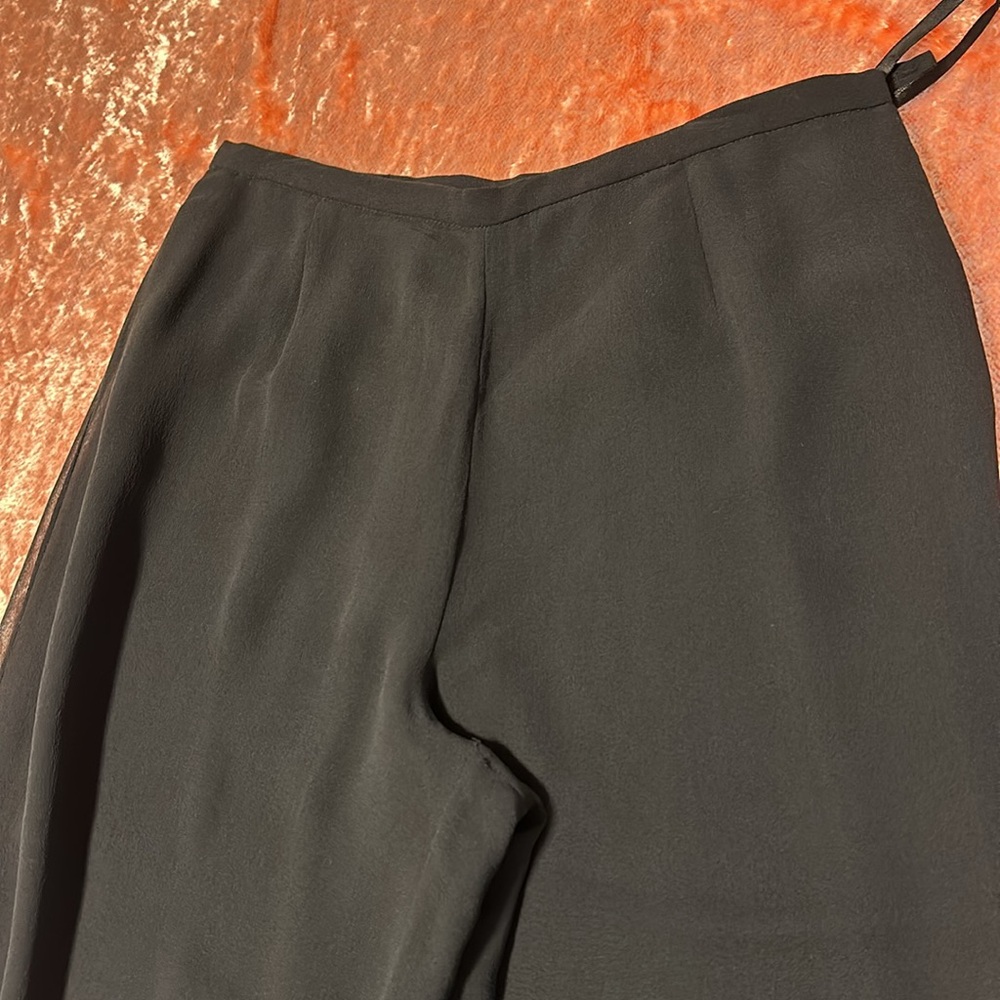 NWOT Valerie long light black pants 100% silk Crepe de Chine fully lined size S - Picture 10 of 14